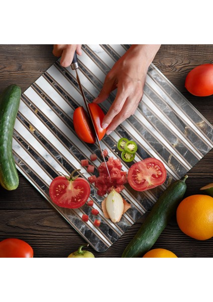 Cam Kesme Tahtası ve Sunumluk Kare Karışık Mermer Desenli 30X30 cm fırsatları