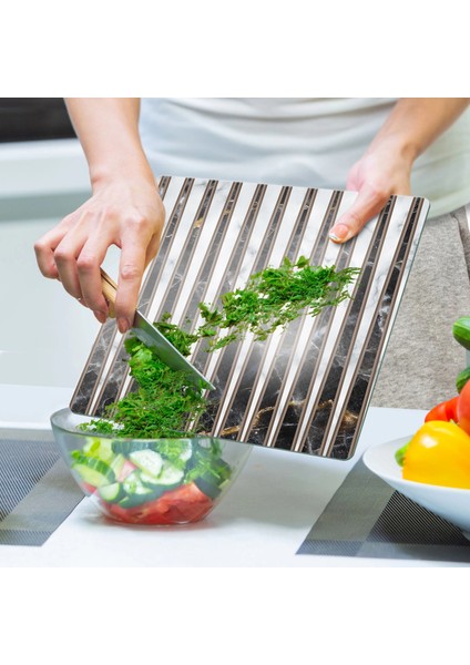 Cam Kesme Tahtası ve Sunumluk Kare Karışık Mermer Desenli 30X30 cm indirimleri