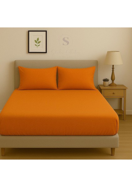 Turuncu Çift Kişilik Çarşaf+Yastık Seti %100 Pamuk fiyatları