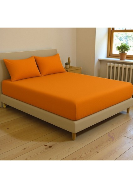 Turuncu Çift Kişilik Çarşaf+Yastık Seti %100 Pamuk modelleri