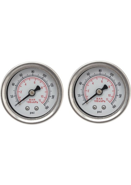 2x Ayarlanabilir 0-160 Psı Akaryakıt Basınç Regülatör Göstergesi Krom Gümüş Evrensel (Yurt Dışından)