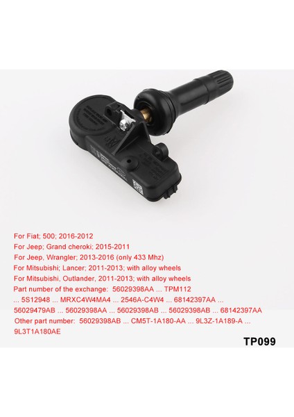 Lastik Basınç Sensörü Tpms Jeep Wrangler Jk Chrysler Dodge Ram Şarj Cihazı (5 Pack) 56029398AB 68142397AA (Yurt Dışından) indirimleri
