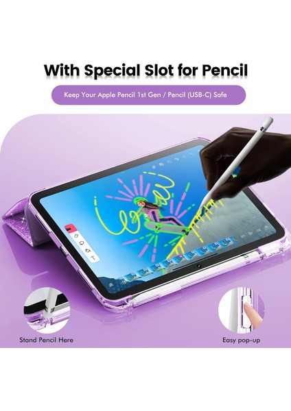 iPad A16 11. Nesil 11 Inç 2025, iPad 10. Nesil 10.9" 2022 Için Tablet Kılıfı, Kız Çocukları Için Parıltılı Şeffaf Otomatik Uyandırma/uyku Özellikli Simli Kapaklı Tablet Kılıfı (Yurt Dışından) indirimleri