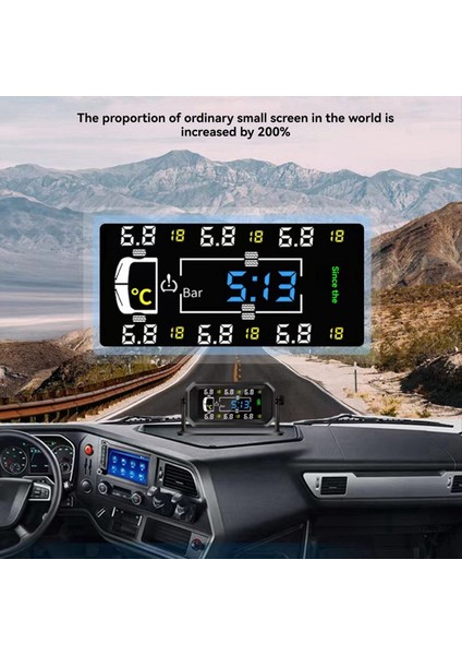 Araç Rv Kamyon Tpms 6 Tekerlekler Sensör Güneş Lastik Basınç Izleme Sistemi Sıcaklık Saati Hava Basınç Display Alarm (Yurt Dışından) fırsatları