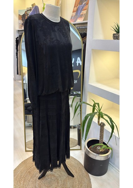 Cupro Dantelli Etek Takım 38025 Siyah modelleri