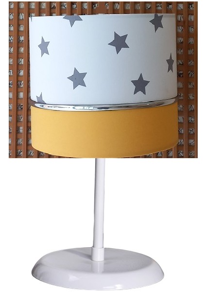 Beyaz Yıldızlı Sarı 2.li Set M-0392 Kumaş Kaplama Genç ve Çocuk Odası Avize ve Abajur Takımı modelleri