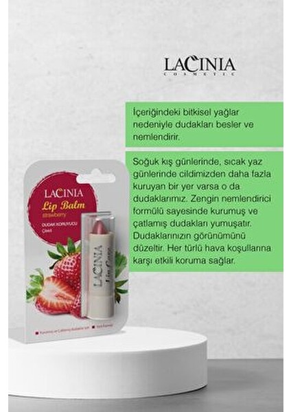 Çilekli Lip Balm Dudak Koruyucu Bitkisel Yağlarla Zenginleştirilmiş 4.5 g fırsatları