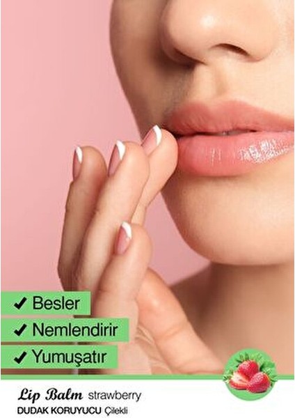 Çilekli Lip Balm Dudak Koruyucu Bitkisel Yağlarla Zenginleştirilmiş 4.5 g