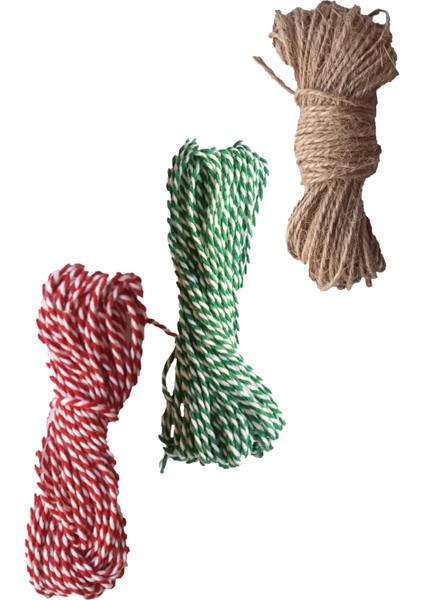 3lü Set 3X10=30MT Süsleme Ipi Marteniçka Ipi Hediye Paketleme Ambalaj Ip Şans Bileklik Mart Ipi
