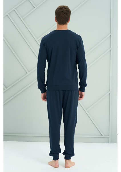 Erkek Interlok Penye Uzun Kol Pijama Takımı 2221 Lacivert fiyatları
