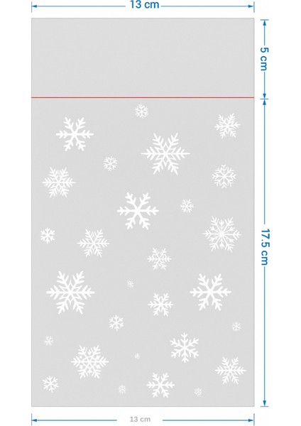 Bantlı Kar Desenli Gıda Sertifikalı Şeffaf Hediye Poşeti Kurabiye Şeker Çikolata Poşeti 25 Adet indirimleri