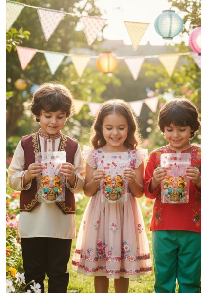 10 Adet Ramazan Temalı Kurabiye Şeker Çikolata Poşeti Tekrar Kullanılabilir Dipli Hediye Poşeti modelleri