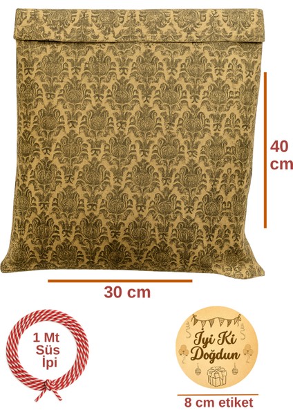 3lu Set Damask Desenli Doğum Günü Hazır Hediye Paketi Seti (30X40 Paket+Ip+ Etiket-8cm) fiyatları