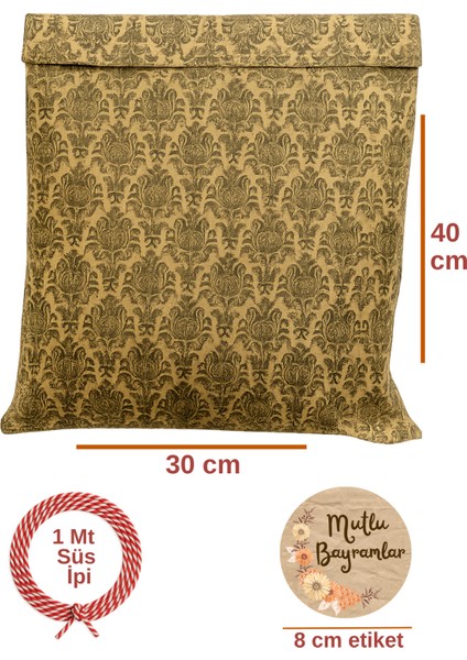 3lu Set Damask Desenli Bayrama Özel Hazır Hediye Paketi Seti (30X40 Paket+Ip+ Etiket-8cm) fiyatları