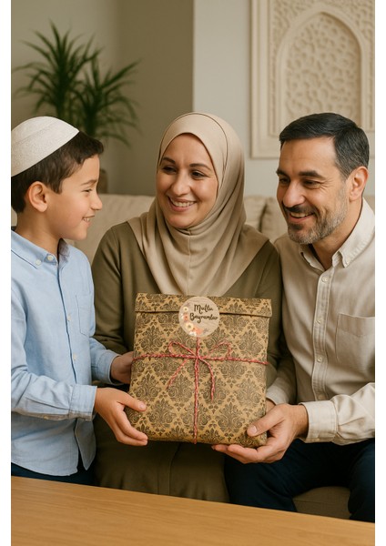 3lu Set Damask Desenli Bayrama Özel Hazır Hediye Paketi Seti (30X40 Paket+Ip+ Etiket-8cm) modelleri