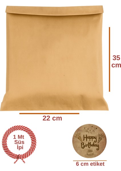 3lu Set Orta Boy Doğum Günü (Happy Birthday) Hediye Paketi Seti (22X35 Paket+Ip+ Etiket-6cm) fiyatları