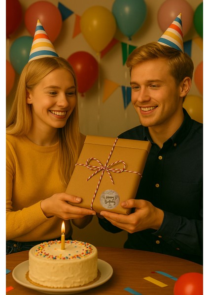 3lu Set Orta Boy Doğum Günü (Happy Birthday) Hediye Paketi Seti (22X35 Paket+Ip+ Etiket-6cm) modelleri