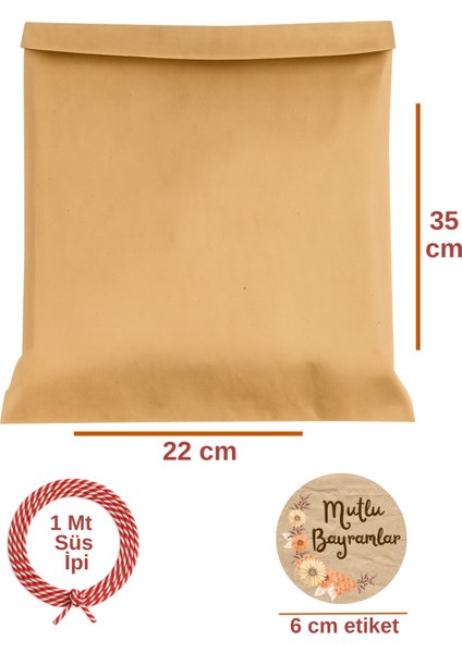 3lu Set Orta Boy Bayrama Özel Hediye Paketi Seti (22X35 Paket+Ip+ Etiket-6cm) fiyatları