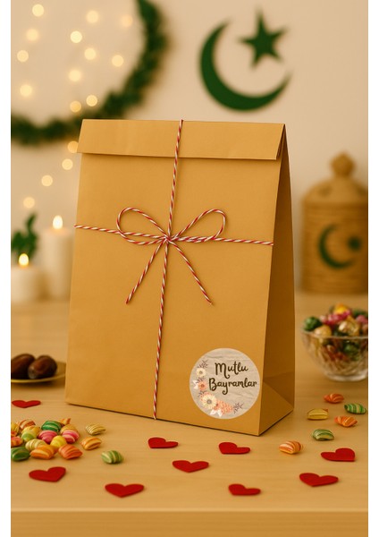 3lu Set Mega Boy Bayrama Özel Hazır Hediye Paketi Seti (32X41 Paket+Ip+ Etiket-8cm) modelleri