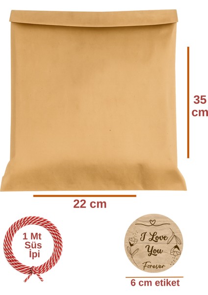 3lu Set Orta Boy Özel Gün (I Love You) Hediye Paketi Seti (22X35 Paket+Ip+ Etiket-6cm) fiyatları