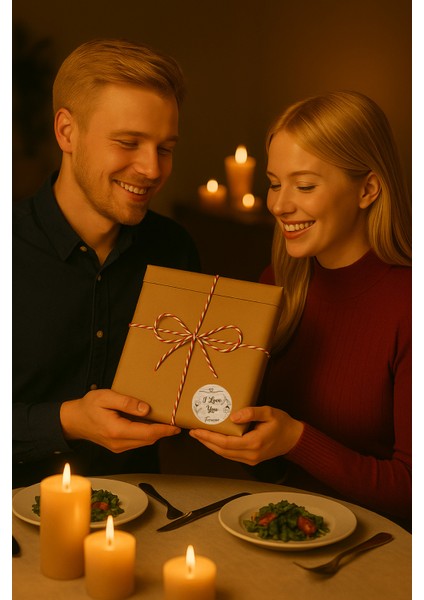 3lu Set Orta Boy Özel Gün (I Love You) Hediye Paketi Seti (22X35 Paket+Ip+ Etiket-6cm) modelleri