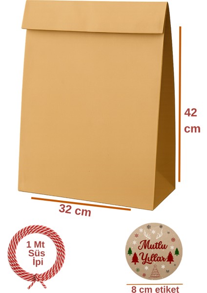 3lu Set Mega Boy Yılbaşı Hazır Hediye Paketi Seti (32X41 Paket+Ip+ Etiket-8cm) modelleri