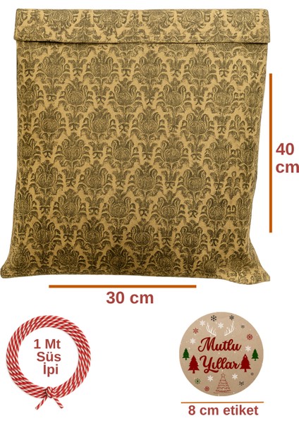 3lu Set Damask Desenli Yılbaşı Hazır Hediye Paketi Seti (30X40 Paket+Ip+ Etiket-8cm) fiyatları