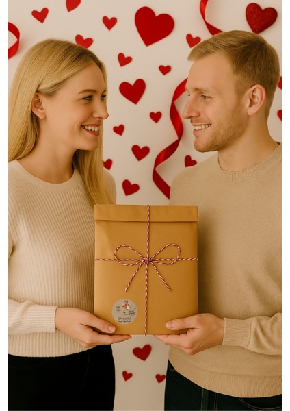 3lu Set Orta Boy Sevgililer Günü Hediye Paketi Seti (22X35 Paket+Ip+ Etiket-6cm) modelleri