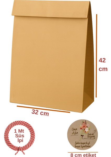 3lu Set Mega Boy Sevgililer Günü Hazır Hediye Paketi Seti (32X41 Paket+Ip+ Etiket-8cm)