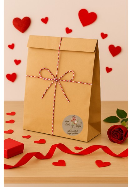 3lu Set Mega Boy Sevgililer Günü Hazır Hediye Paketi Seti (32X41 Paket+Ip+ Etiket-8cm) fiyatları