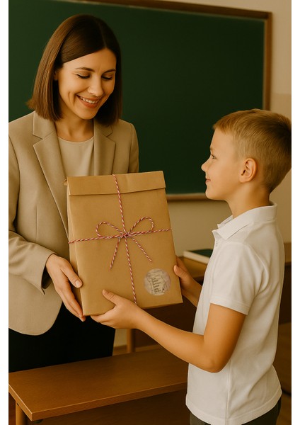 3lu Set Orta Boy Öğretmenler Günü Hediye Paketi Seti (22X35 Paket+Ip+ 6cm-Etiket) modelleri
