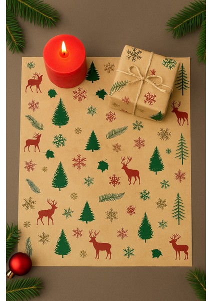 40 Adet 25X35 Yılbaşı Desenli Renkli Hediye Kağıdı Paketleme Kağıdı fiyatları