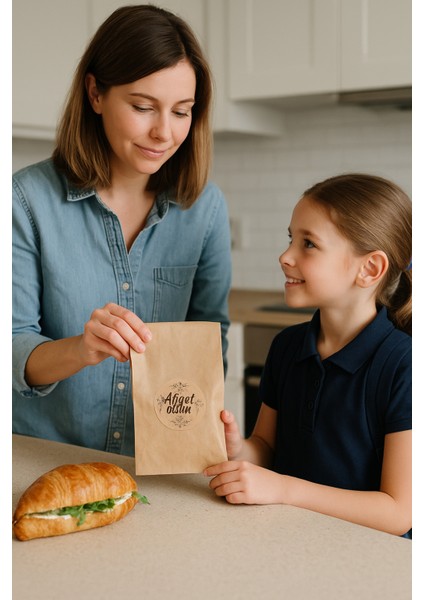 Ikili Set (Kese Kağıdı + Afiye Olsun Etiketi) 20 Adet Beslenme Poğaça Tost Sandviç Kağıdı (Etiketli) fırsatları