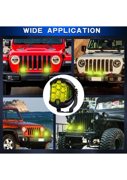 3 Inç Üç Yan Işıklı Iş Işıkları Kamyon Suv Teknesi Off-Road Araçları Için LED Farlar Atv, Sarı (Yurt Dışından) fiyatları