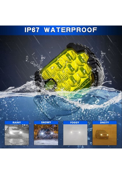 3 Inç Üç Yan Işıklı Iş Işıkları Kamyon Suv Teknesi Off-Road Araçları Için LED Farlar Atv, Sarı (Yurt Dışından) modelleri