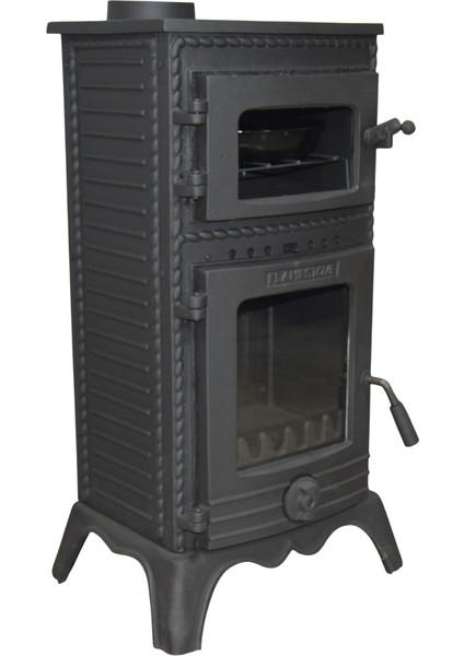 FS-054 Majör Lüx 3 Camlı Kuzineli Döküm Soba