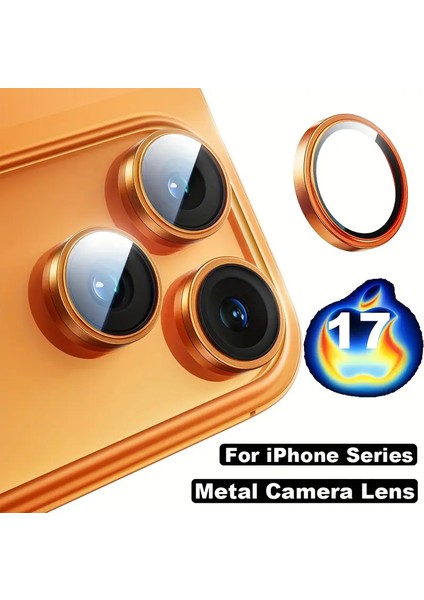Iphone 17 Pro Turuncu Safir Kamera Koruyucu Lens Antisitatik Tam Koruma Darbelere Karsı Koruma