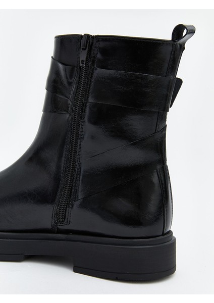 Yeni Sezon Fermuarlı Deri Görünümlü Kadın Bot indirimleri