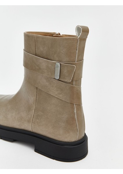 Yeni Sezon Fermuarlı Deri Görünümlü Kadın Bot indirimleri