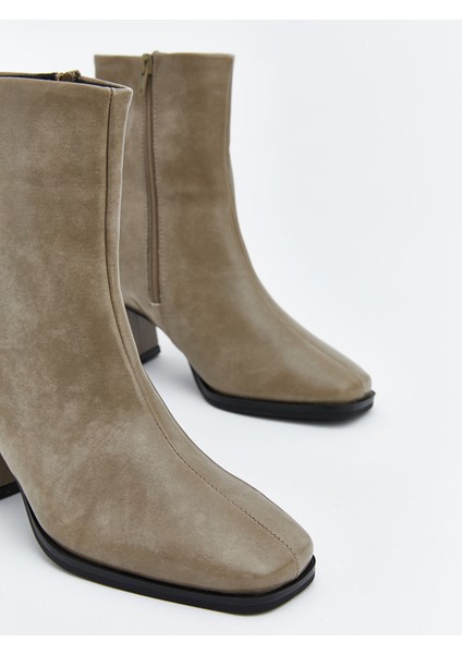 Yeni Sezon Süet Görünümlü Kadın Topuklu Bot modelleri