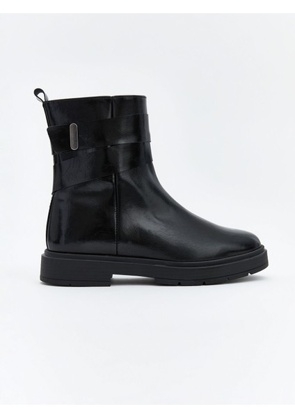 Yeni Sezon Fermuarlı Deri Görünümlü Kadın Bot fiyatları