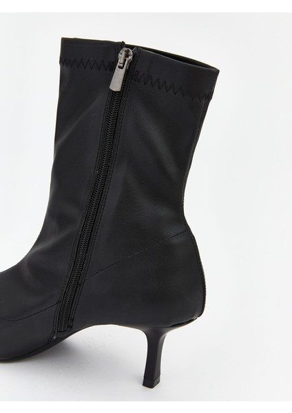 Yeni Sezon Deri Görünümlü Kadın Topuklu Bot indirimleri