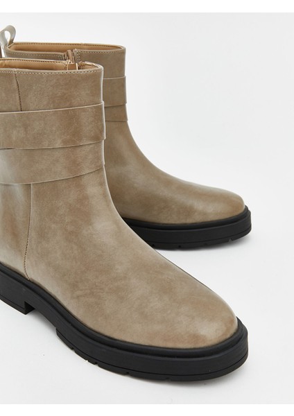 Yeni Sezon Fermuarlı Deri Görünümlü Kadın Bot modelleri