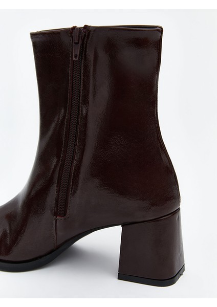 Yeni Sezon Deri Görünümlü Kadın Topuklu Bot indirimleri