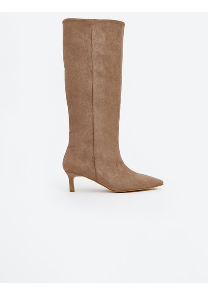 Yeni Sezon Süet Görünümlü Topuklu Kadın Bot modelleri