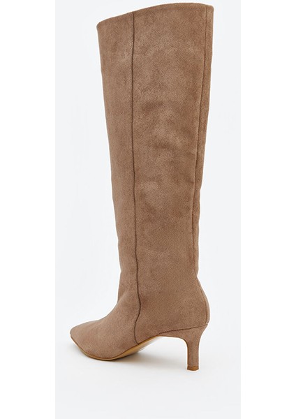 Yeni Sezon Süet Görünümlü Topuklu Kadın Bot indirimleri