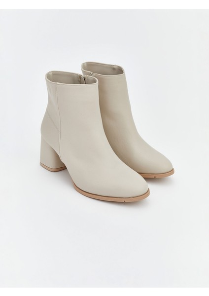 Yeni Sezon Deri Görünümlü Kadın Topuklu Bot