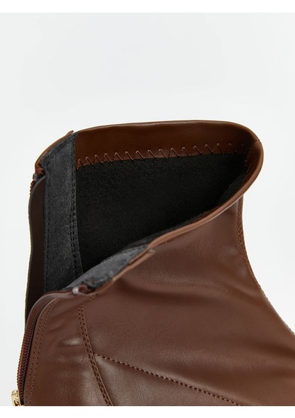 Yeni Sezon Deri Görünümlü Kadın Topuklu Bot indirimleri