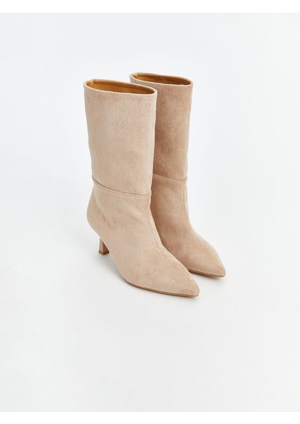 Yeni Sezon Süet Görünümlü Kadın Topuklu Bot