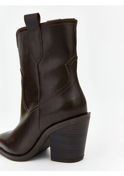 Yeni Sezon Deri Görünümlü Kadın Topuklu Bot indirimleri